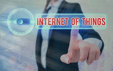 Poster - conceptual hand writing showing internet of things. concept meaning network connections innovative m