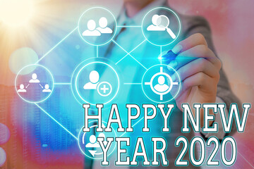 Wall Mural - Writing note showing Happy New Year 2020. Business concept for celebration of the beginning of the calendar year 2020