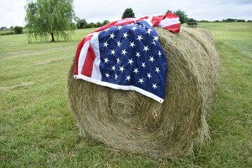 Sticker - American Flag on a Hay Bale