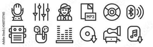 Cuadros en Lienzo 12 set of linear music icons
