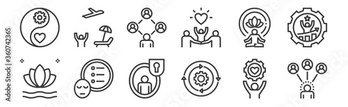 Fotografía 12 set of linear work life balance icons