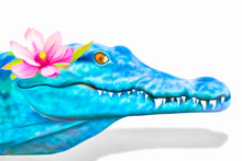 Blue Crocodile Art On White Background