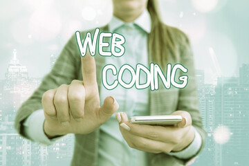 Fototapete - Handwriting text writing Web Coding. Conceptual photo a system of symbols and rules used to represent instructions Touching screen digital application marking important details in business
