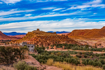 Wall Mural - Ait benhaddou kasbah at sunset in Ouarzazate, Morocco