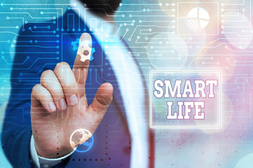 Poster - text sign showing smart life. business photo showcasing technology that works to make living enjoyab