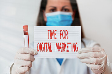 Canvas Print - Conceptual hand writing showing Time For Digital Marketing. Concept meaning advantage on technology Social Media Advertising Laboratory blood test sample for medical diagnostic analysis