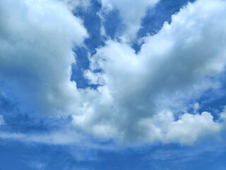 Sky blue Big white clouds outdoor photography natural background