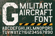 © Mysterylab - A Grunge Alphabet in the Style of Military Aircraft Insignias and Markings. This Geometric Font has a Chipped Metal Paint Appearance.