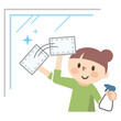 © あんころもち(ankomando) - 窓拭きをする若い女性
