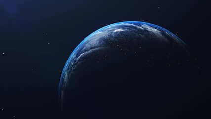 earth in space view with shining sunrise in universe and galaxy background