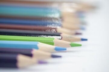 Poster - Closeup shot of colorful pencils row