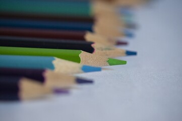 Canvas Print - Closeup shot of colorful pencils row