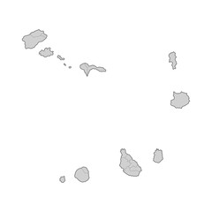 Poster - Map of Cape Verde divided to regions. Outline map. Vector illustration.