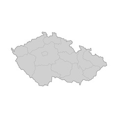  Map of Czech Republic divided to regions. Outline map. Vector illustration.