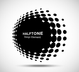 Wall Mural - halftone circle perspective frame abstract dots logo emblem design element for technology, medical, 