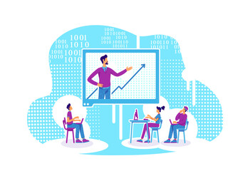 Poster - E mentoring flat concept vector illustration