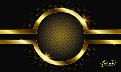 Poster - Half Circle gold halftone luxury background. Modern, minimalist, suitable for wallpapers, banners, backgrounds, cards, book illustrations, landing pages, etc.