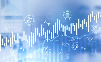 Poster - Financial graph and business interface in office