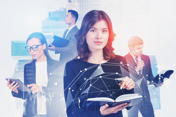 Poster - Business people in city, global network