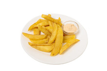 French Fries With A Bowl Of Pink Mayonnaise.