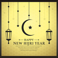 Wall Mural - happy new hijri year in elegant background