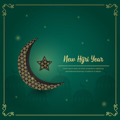 Wall Mural - happy new hijri year in elegant background