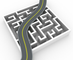 Poster - Maze concept, challenge and human choices theme. Original 3d rendering