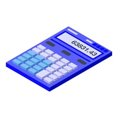 Poster - Blue calculator icon. Isometric of blue calculator vector icon for web design isolated on white background