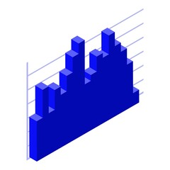 Poster - Blue graph chart icon. Isometric of blue graph chart vector icon for web design isolated on white background