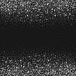 Vector falling sparkle silver glitter texture. Shining particles border on transparent background