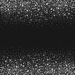 Wall Mural - Vector falling sparkle silver glitter texture. Shining particles border on transparent background