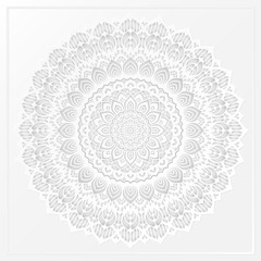 Wall Mural - Luxurious arabesque background with Clean White Mandala style art vector