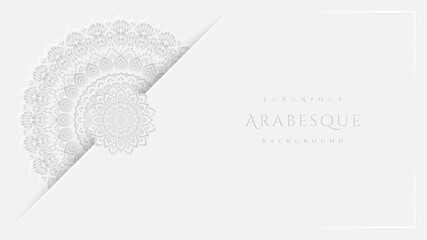 Wall Mural - Luxurious arabesque background with Clean White Mandala style art vector