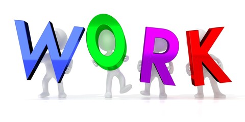 Wall Mural - Work - colorful letters - 3D illustration