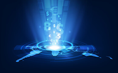 Poster - currency exchange technology blue abstract speed network