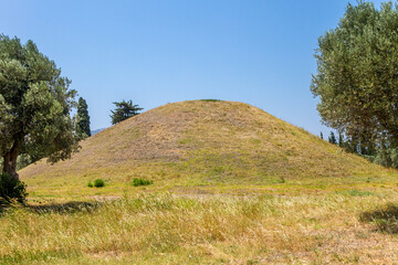 Marathon tumuli or tumulus, the tomb that ancient Athenians built to honour goddess Athena for her help on defeating the Persians in Marathon Battle.