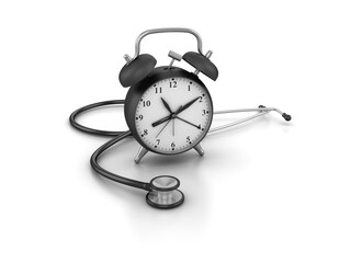 Wall Mural - 3D Rendering Illustration of Clock with Stethoscope