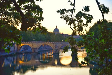 Sticker - Beautiful view of Ponte Sisto Arch bridge in Rome, Italy - perfect for a travel blog