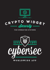 Wall Mural - Cyber security Colorful sign or banner with icon flat design, application. Encryption, operational. Vector. Minimal.