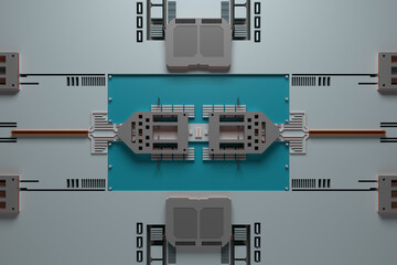 Poster - 3d render of technology background with complex structure and details.