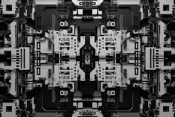 Poster - 3d render of technology background with complex structure and details.