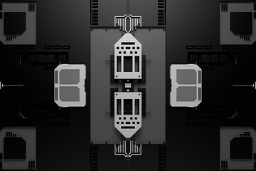 Poster - 3d render of technology background with complex structure and details.