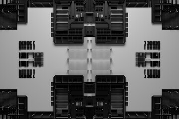 Poster - 3d render of technology background with complex structure and details.