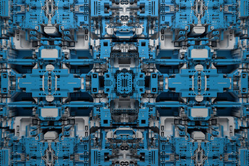 Poster - 3d render of technology background with complex structure and details.