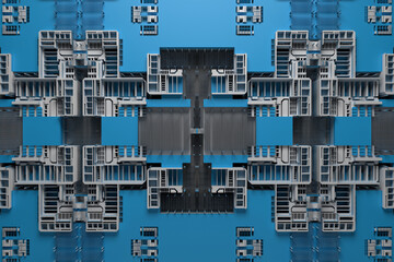 Poster - 3d render of technology background with complex structure and details.