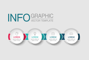 Wall Mural - Vector infographic template with 4 steps or options. Data presentation, business concept design for web, brochure, diagram.