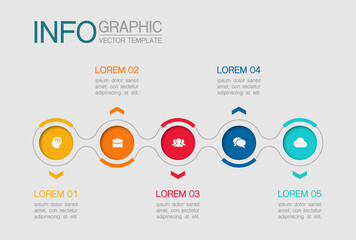 Vector infographic template with 5 steps or options. Data presentation, business concept design for web, brochure, diagram.