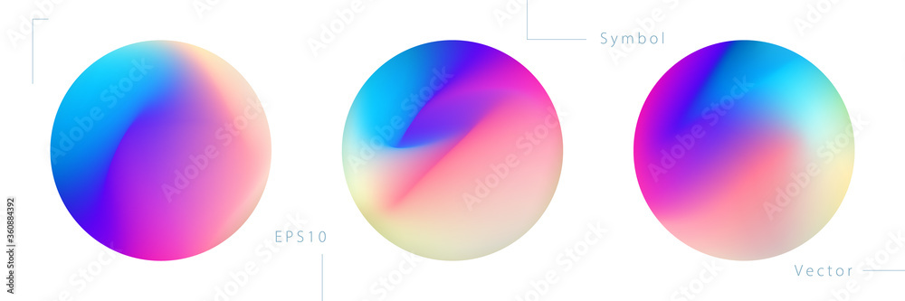Set of Colorful Circle Graphic Elements on White Background. Abstract Vector Symbols. - obrazy, fototapety, plakaty 