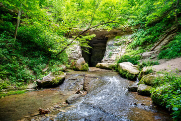 Water from the Rock. Donaldson cave in Spring Mill State Park, Indiana