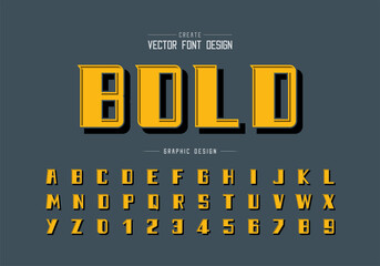 Poster - black shadow bold font and alphabet vector, modern typeface and letter number design, graphic text o
